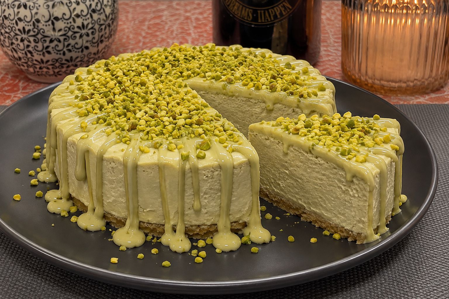 Cheesecake de pistacho y chocolate blanco